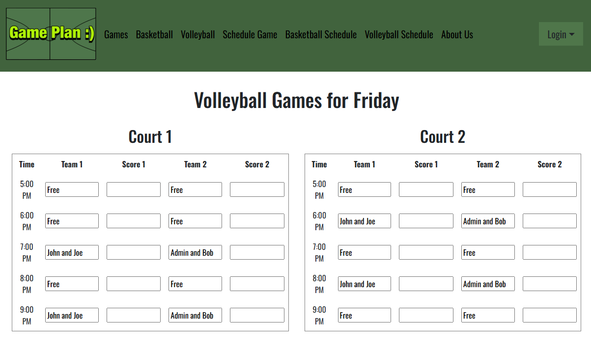 Volleyball Games page