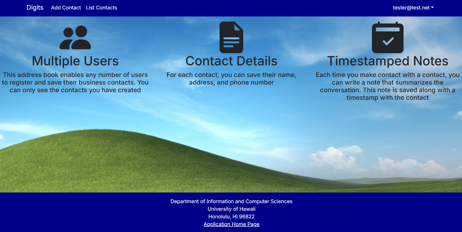 landing page